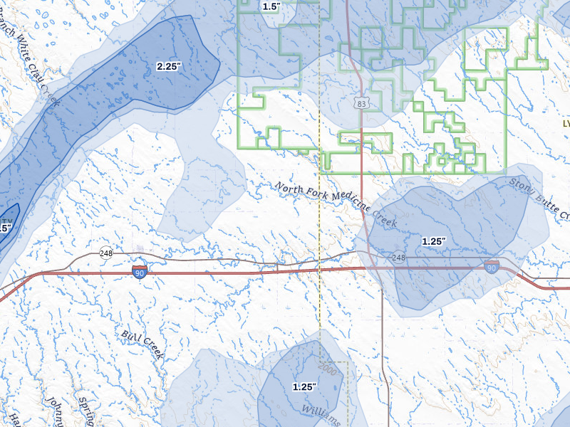 NEXRAD radar-signature map of the hail storm over Draper, SD on Jun 28, 2026