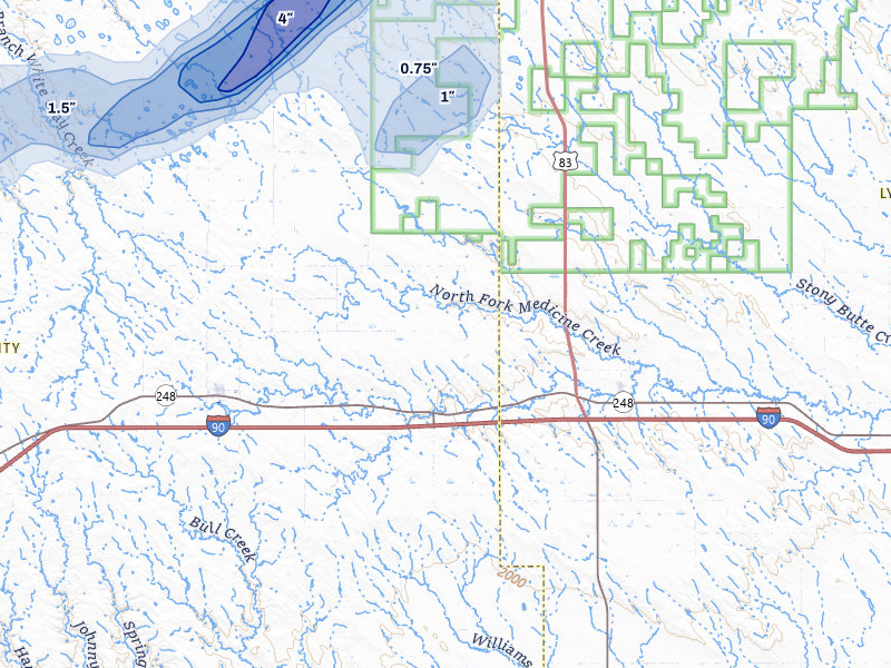 NEXRAD radar-signature map of the hail storm over Draper, SD on Jul 25, 2026