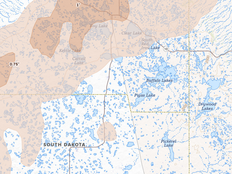 Radar-estimated hail-size map of the storm over Eden, SD on Jun 29, 2026