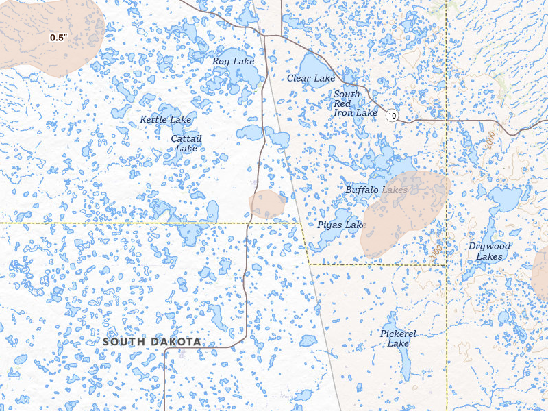 Radar-estimated hail-size map of the storm over Eden, SD on Jul 19, 2026