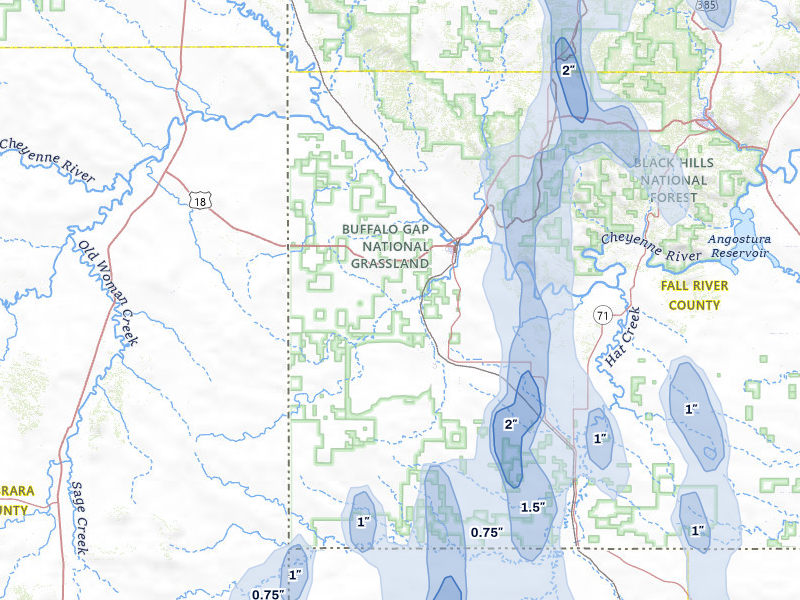 NEXRAD radar-signature map of the hail storm over Edgemont, SD on May 30, 2026