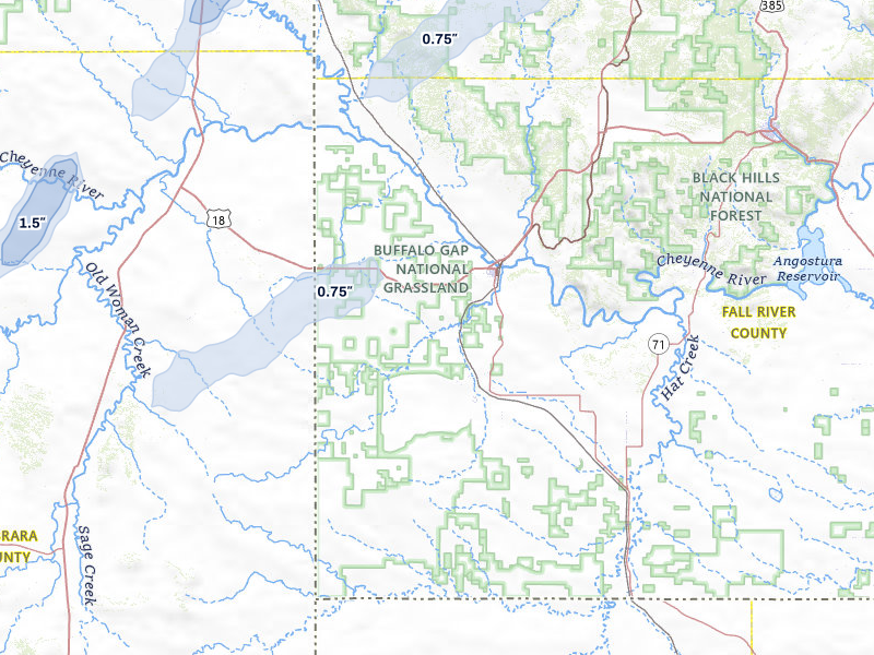 NEXRAD radar-signature map of the hail storm over Edgemont, SD on Jun 1, 2026