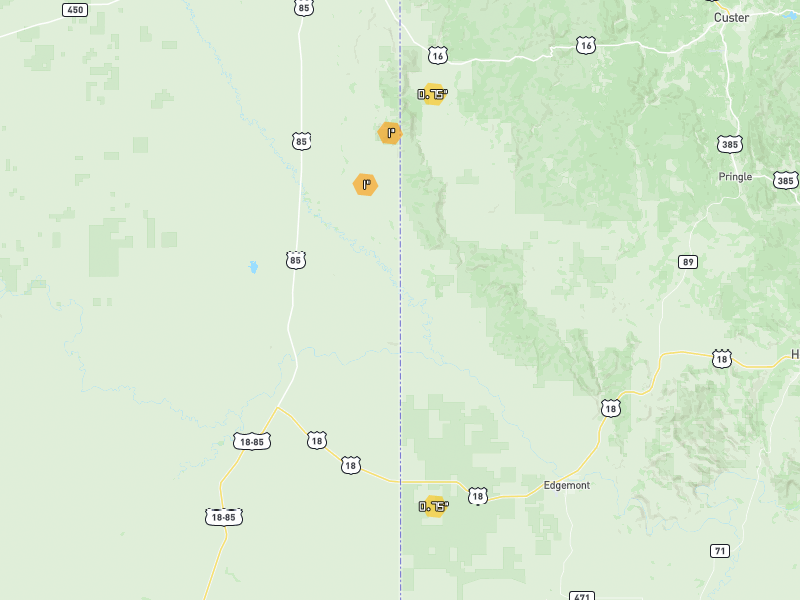 Hail map of Edgemont, SD on Jun 1, 2026, hail up to 1"