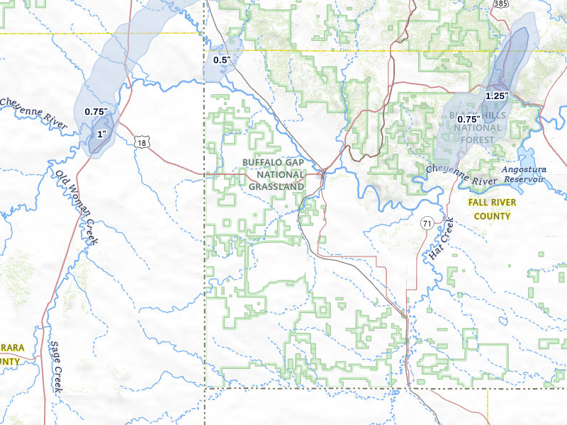 NEXRAD radar-signature map of the hail storm over Edgemont, SD on Jun 6, 2026