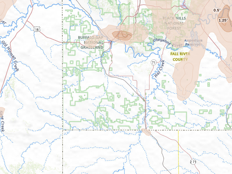 Radar-estimated hail-size map of the storm over Edgemont, SD