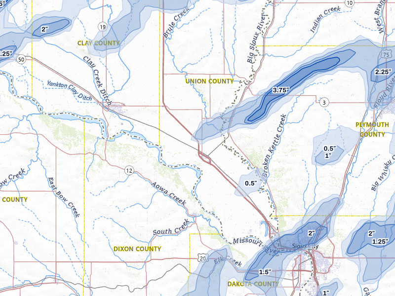 NEXRAD radar-signature map of the hail storm over Elk Point, SD on May 17, 2026