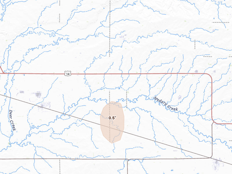 Radar-estimated hail-size map of the storm over Elkton, SD