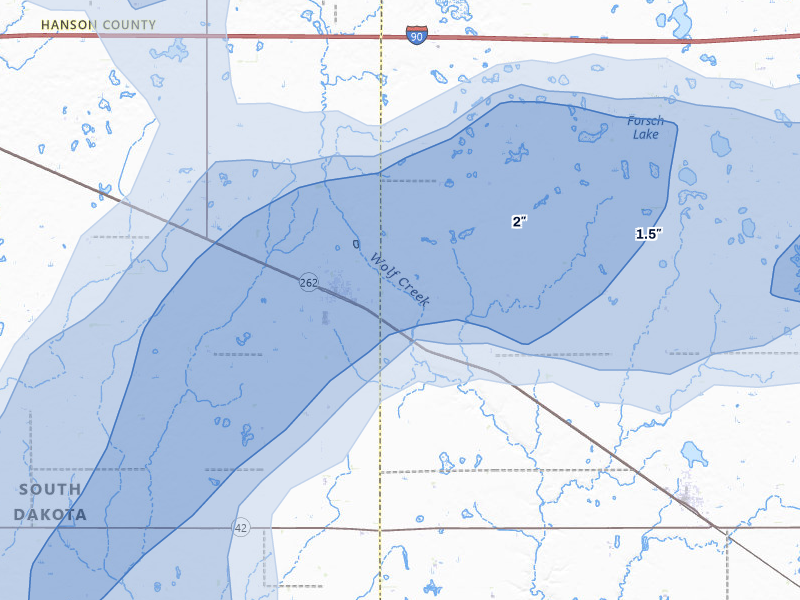 NEXRAD radar-signature map of the hail storm over Emery, SD on May 31, 2026