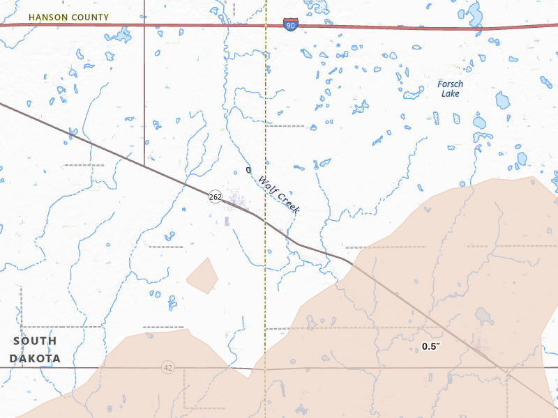 Radar-estimated hail-size map of the storm over Emery, SD on Jun 27, 2026