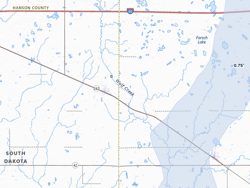 NEXRAD radar-signature map of the hail storm over Emery, SD on Jun 27, 2026