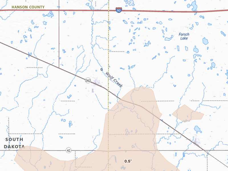 Radar-estimated hail-size map of the storm over Emery, SD on Jun 30, 2026