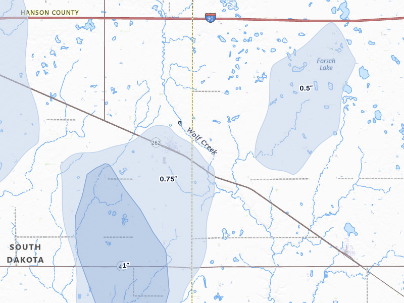 NEXRAD radar-signature map of the hail storm over Emery, SD on Jun 30, 2026