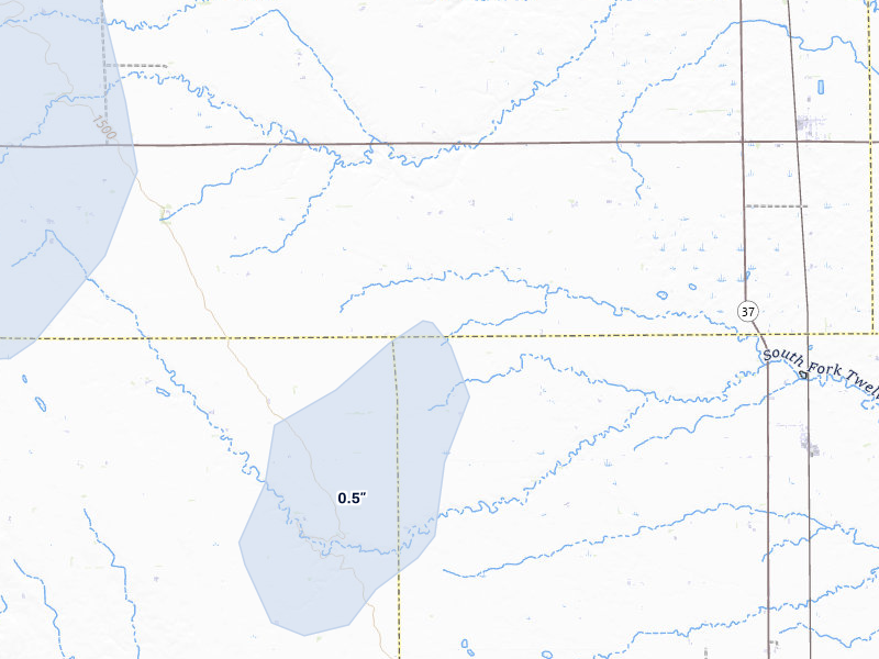 NEXRAD radar-signature map of the hail storm over Ethan, SD on Jun 27, 2026