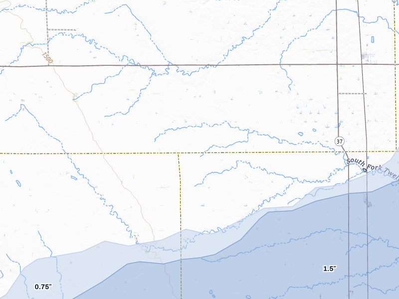 NEXRAD radar-signature map of the hail storm over Ethan, SD on Jul 2, 2026