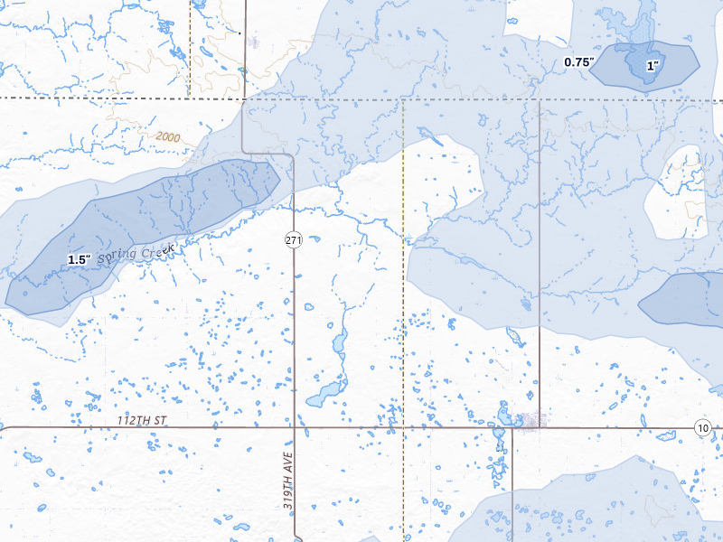 NEXRAD radar-signature map of the hail storm over Eureka, SD on Jul 7, 2026
