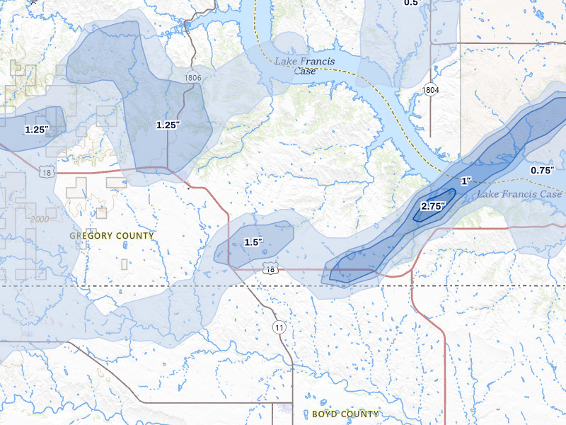 NEXRAD radar-signature map of the hail storm over Fairfax, SD on Jun 27, 2026