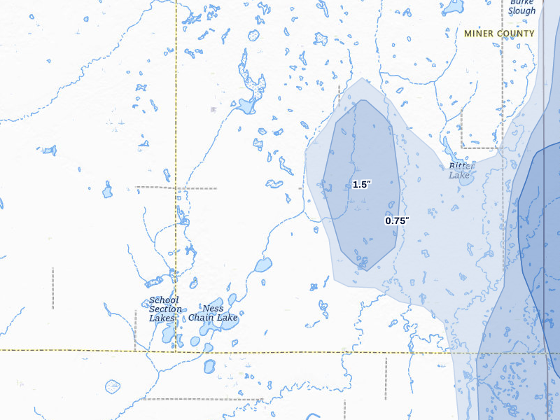 NEXRAD radar-signature map of the hail storm over Fedora, SD on May 31, 2026