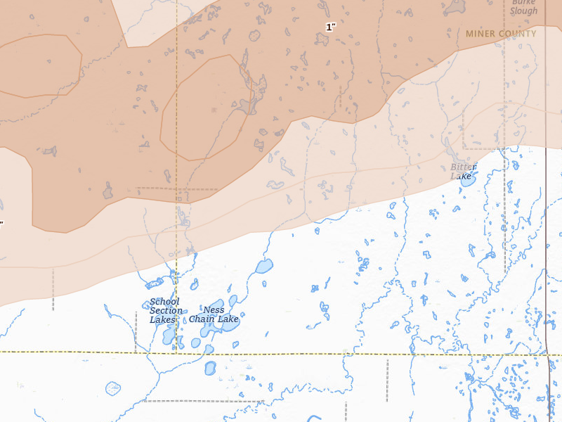 Radar-estimated hail-size map of the storm over Fedora, SD on Jul 2, 2026