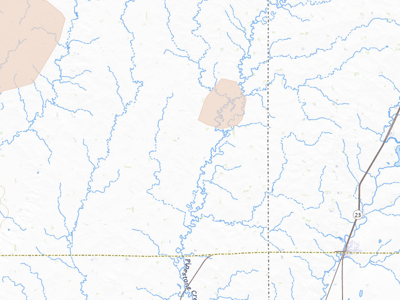 Radar-estimated hail-size map of the storm over Flandreau, SD on Jul 7, 2026