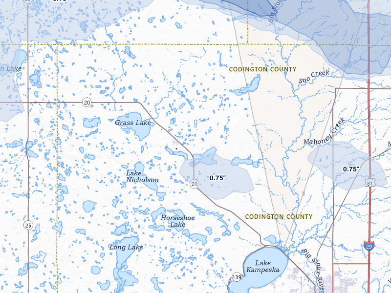 NEXRAD radar-signature map of the hail storm over Florence, SD on Jul 7, 2026