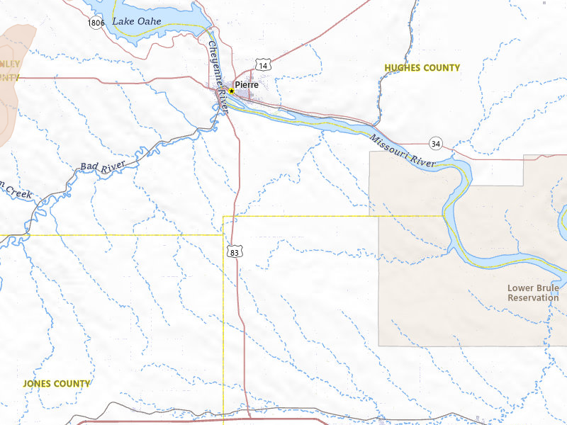Radar-estimated hail-size map of the storm over Fort Pierre, SD on Jun 26, 2026