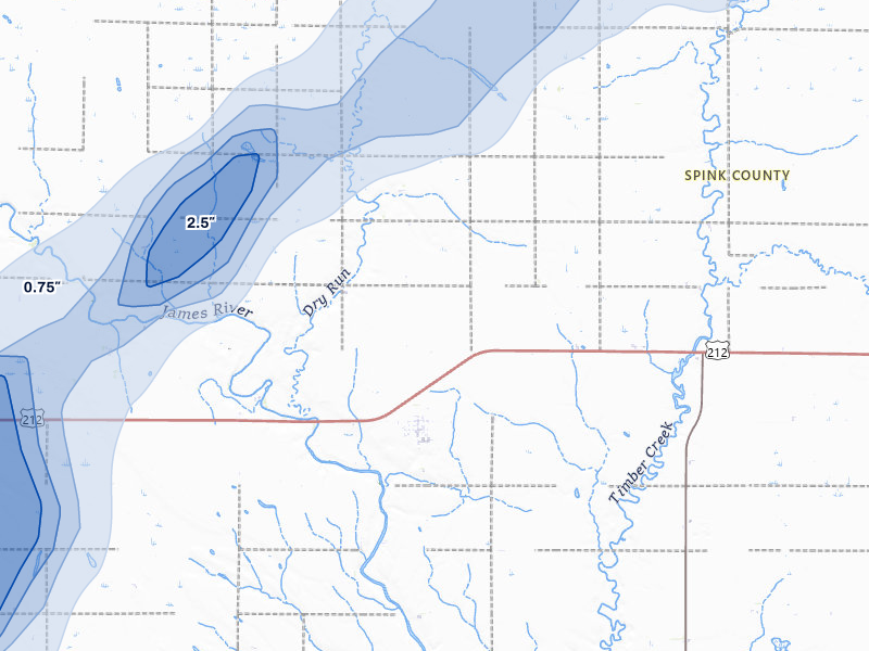 NEXRAD radar-signature map of the hail storm over Frankfort, SD on Jun 29, 2026