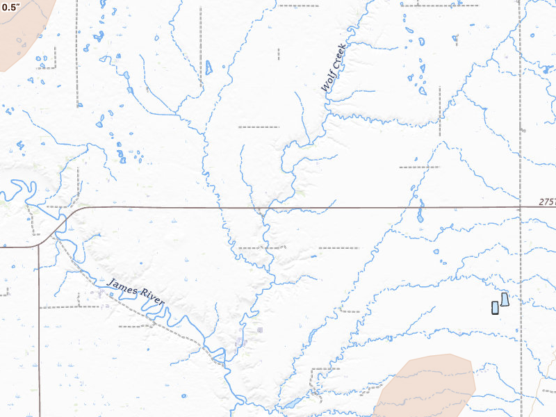 Radar-estimated hail-size map of the storm over Freeman, SD on Jun 9, 2026