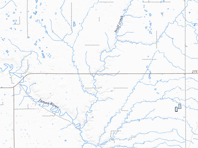 Radar-estimated hail-size map of the storm over Freeman, SD on Jul 25, 2026