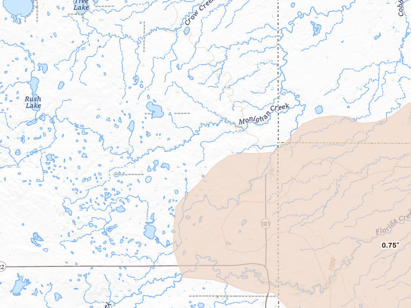 Radar-estimated hail-size map of the storm over Gary, SD on Jun 3, 2026