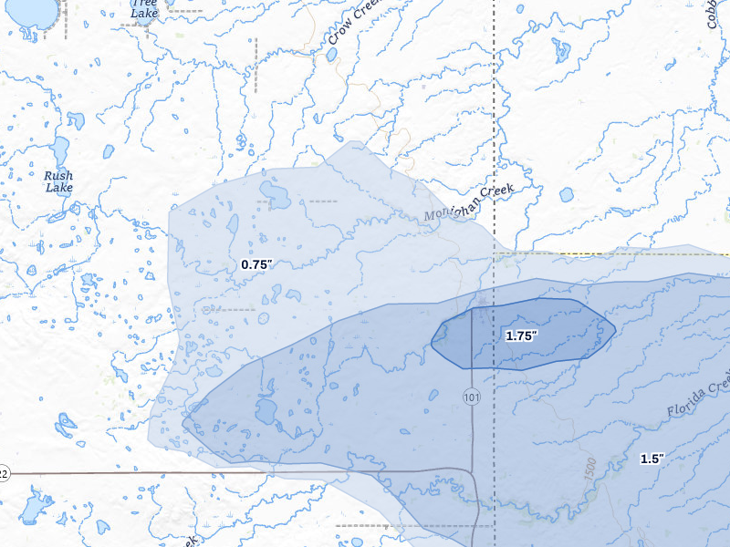 NEXRAD radar-signature map of the hail over Gary, SD