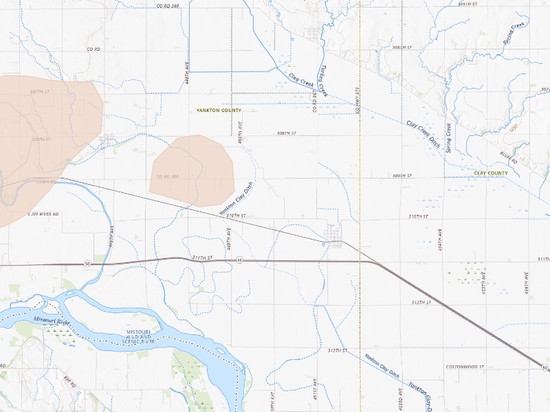Radar-estimated hail-size map of the storm over Gayville, SD