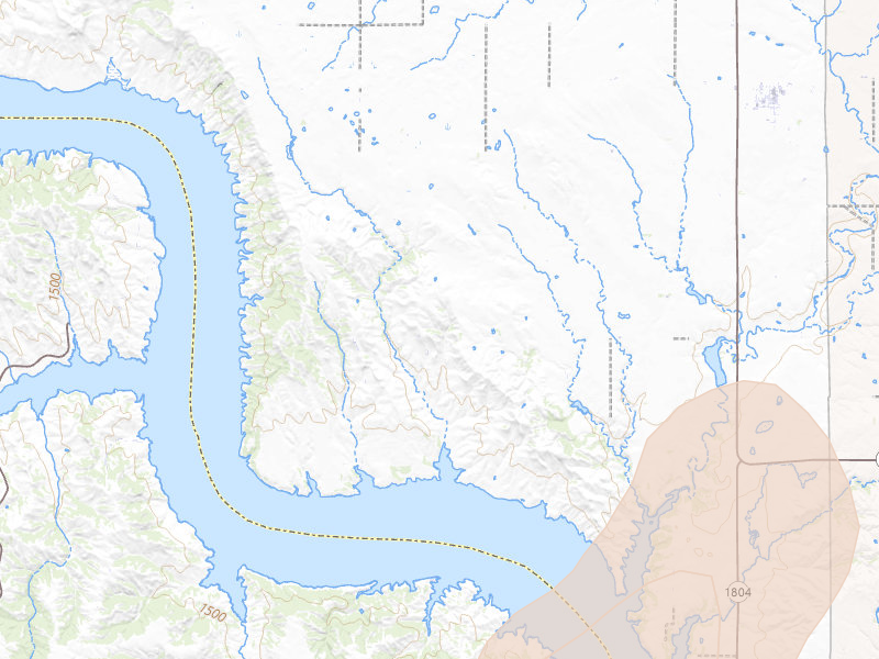 Radar-estimated hail-size map of the storm over Geddes, SD on Jun 9, 2026