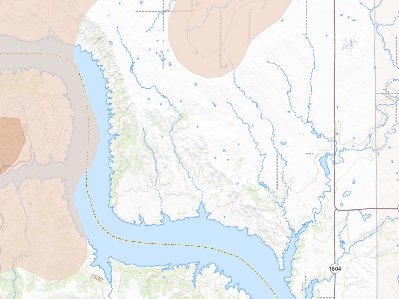 Radar-estimated hail-size map of the storm over Geddes, SD on Jul 2, 2026