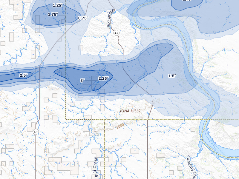 NEXRAD radar-signature map of the hail storm over Gregory, SD on Jun 3, 2026