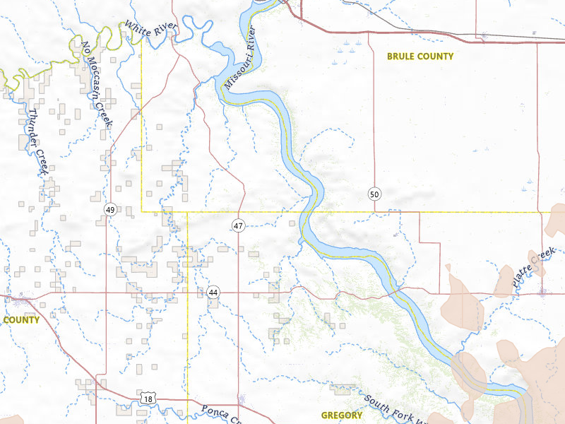 Radar-estimated hail-size map of the storm over Gregory, SD on Jun 27, 2026