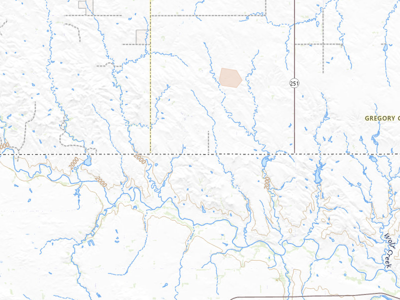 Radar-estimated hail-size map of the storm over Gregory, SD on Aug 3, 2026