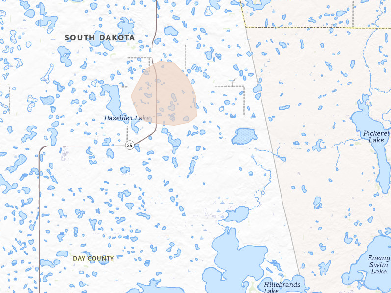 Radar-estimated hail-size map of the storm over Grenville, SD on Jun 29, 2026