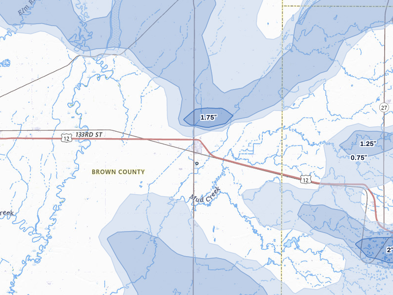 NEXRAD radar-signature map of the hail storm over Groton, SD on Jul 7, 2026