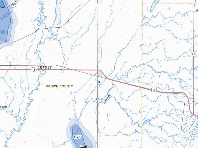 NEXRAD radar-signature map of the hail storm over Groton, SD on Jul 24, 2026