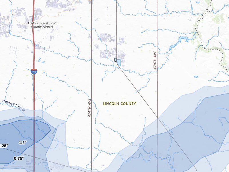 NEXRAD radar-signature map of the hail storm over Harrisburg, SD on May 17, 2026