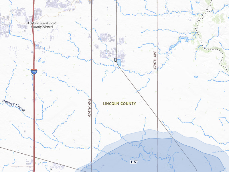 NEXRAD radar-signature map of the hail storm over Harrisburg, SD on Jun 27, 2026