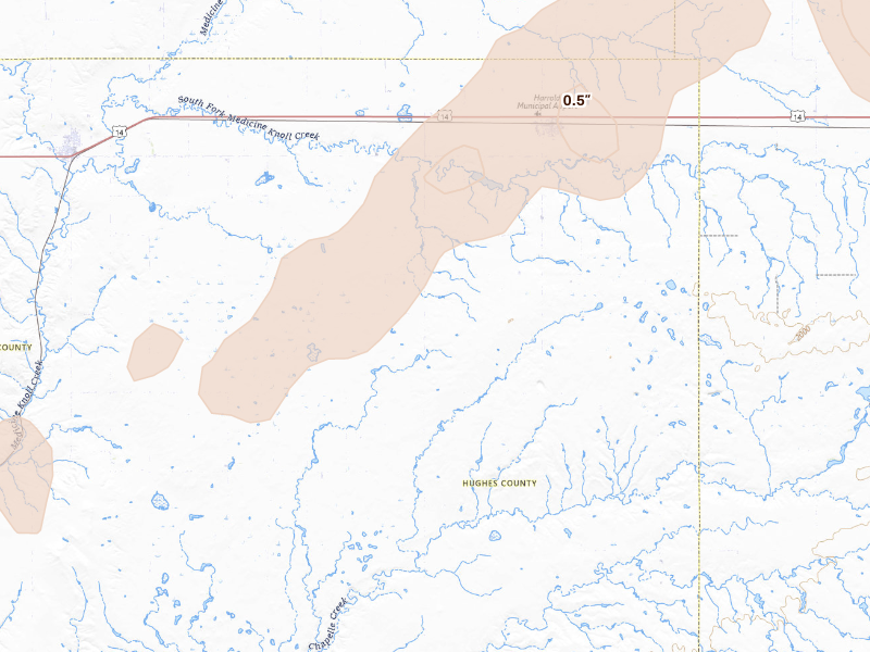 Radar-estimated hail-size map of the storm over Harrold, SD