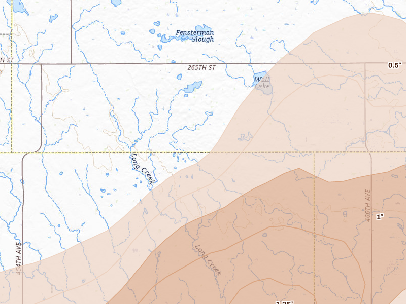 Radar-estimated hail-size map of the storm over Hartford, SD on May 17, 2026