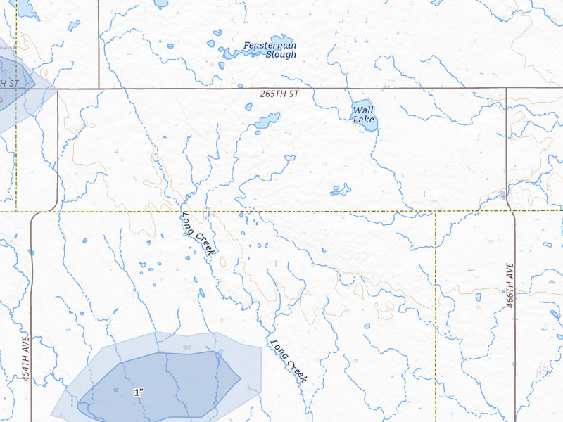 NEXRAD radar-signature map of the hail over Hartford, SD