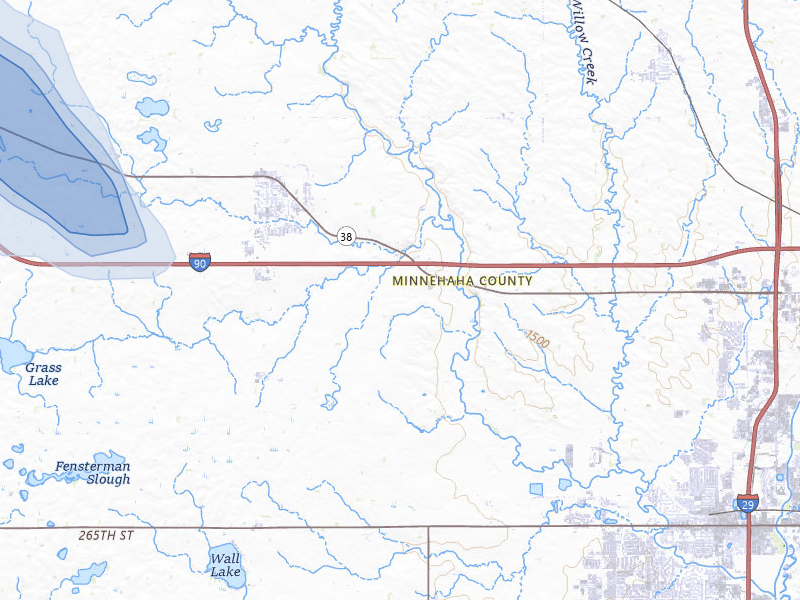 NEXRAD radar-signature map of the hail storm over Hartford, SD on Aug 20, 2026