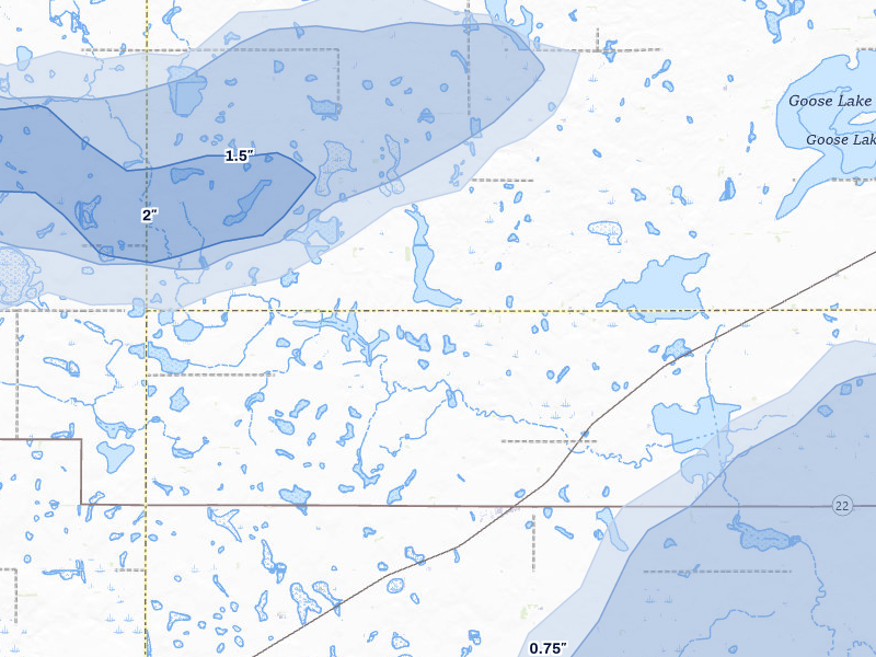 NEXRAD radar-signature map of the hail storm over Hazel, SD on Jun 3, 2026