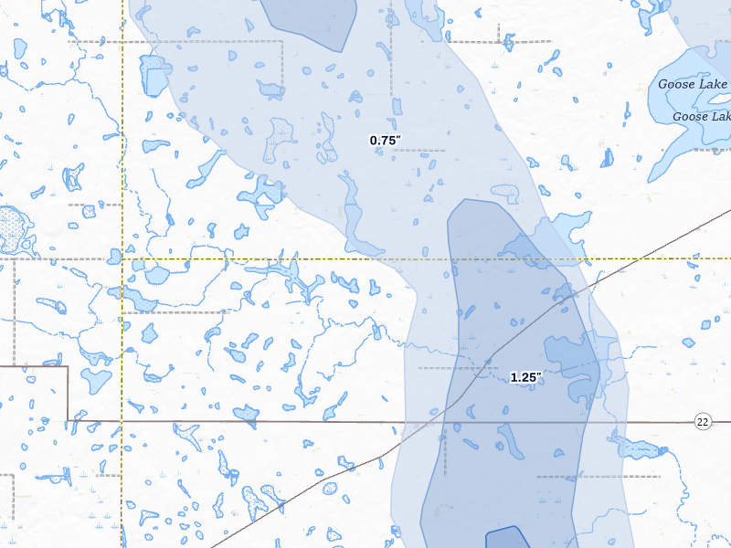NEXRAD radar-signature map of the hail storm over Hazel, SD on Jul 6, 2026