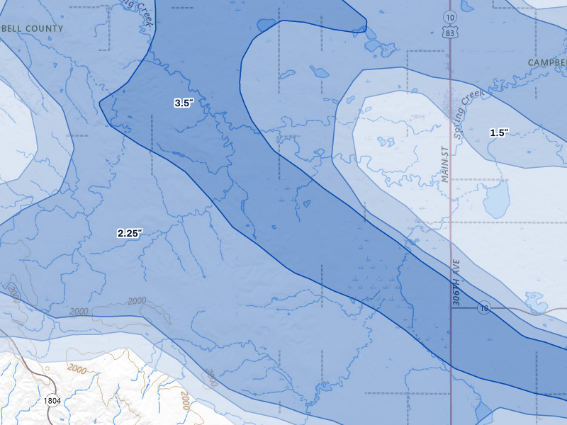 NEXRAD radar-signature map of the hail storm over Herreid, SD on Aug 8, 2026