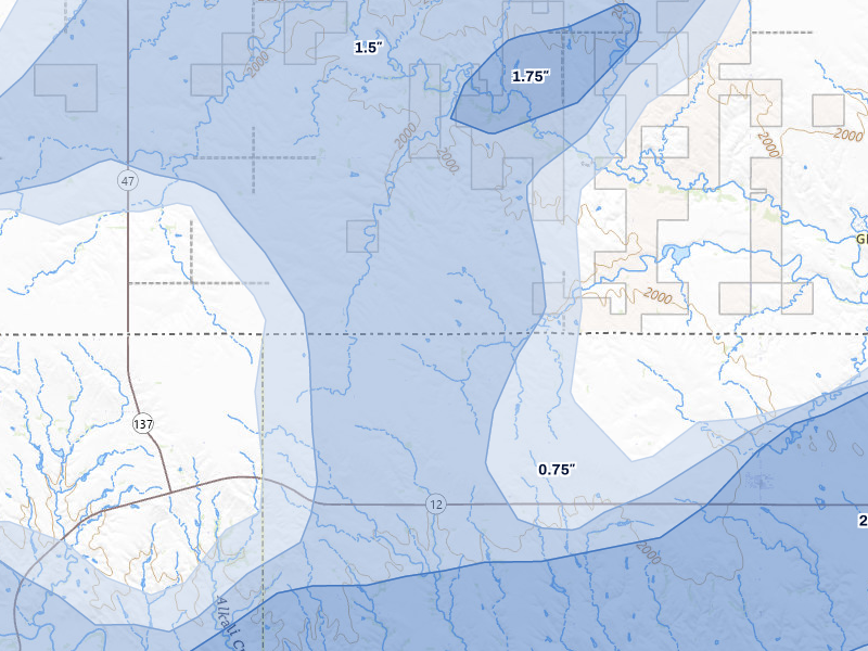NEXRAD radar-signature map of the hail storm over Herrick, SD on Sep 1, 2026