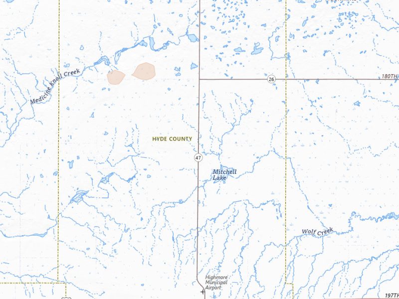 Radar-estimated hail-size map of the storm over Highmore, SD on Jul 7, 2026